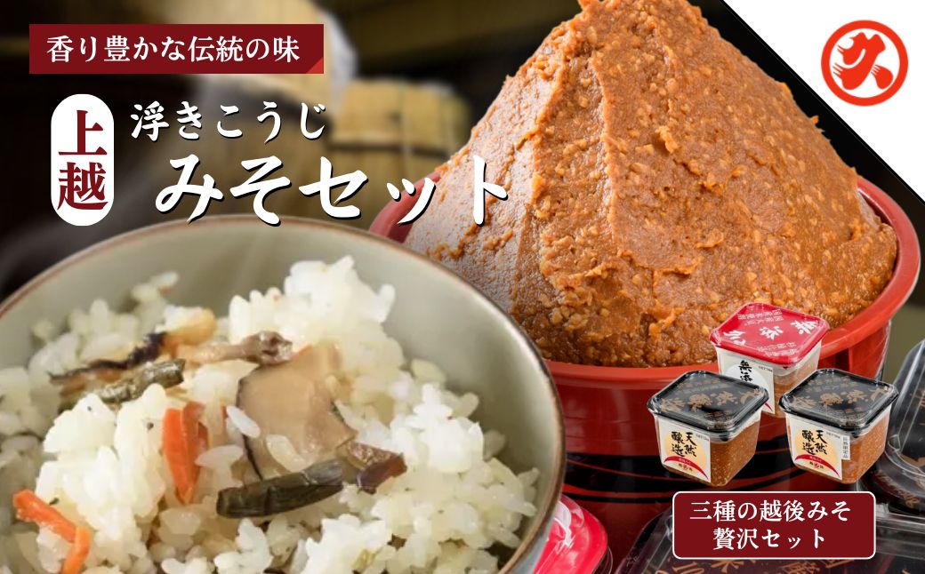 味噌 上越浮きこうじみそセット みそ 調味料 越後みそ粒 天然醸造粒 長熟品 セット 新潟 上越