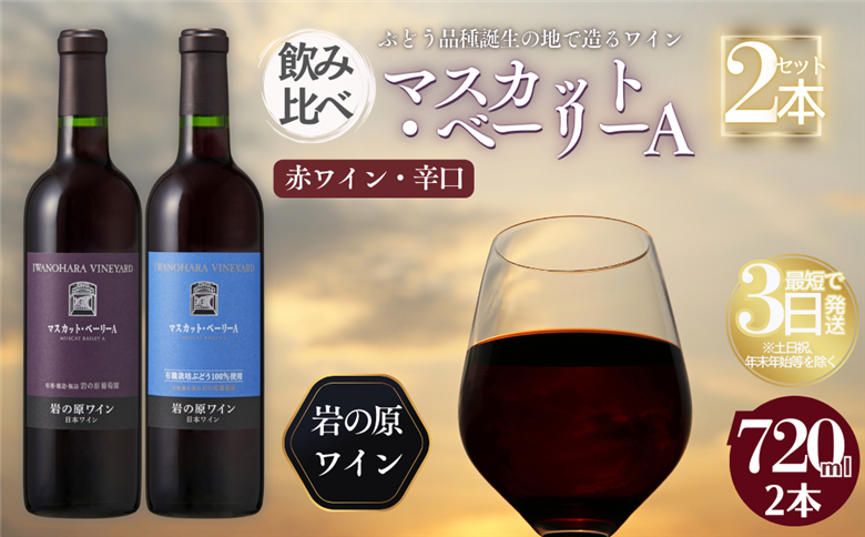 ワイン 岩の原ワイン マスカット・ベーリーA 飲み比べ2本セット（赤×2本 各720ml） 酒 ギフト 新潟 上越