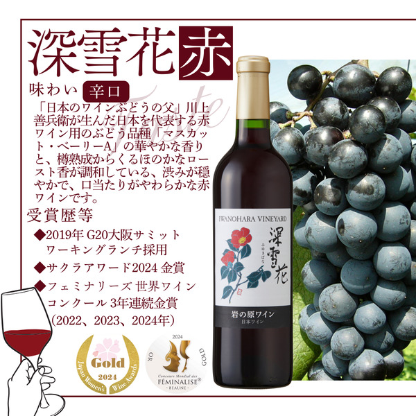 ワイン 岩の原ワイン 深雪花 赤白2本セット（赤×1本、白×1本 各720ml） アルコール 酒 ギフト 新潟 上越 最短3日で発送