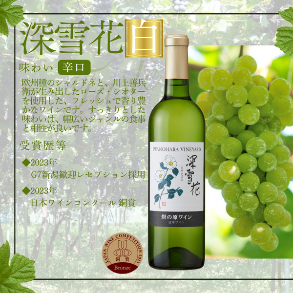 ワイン 岩の原ワイン代表ブランド 深雪花 赤 白 ロゼ 12本 セット （赤×4本、白×4本、ロゼ×4本 各720ml） お酒 岩の原 酒 ギフト 新潟 上越 最短3日で発送