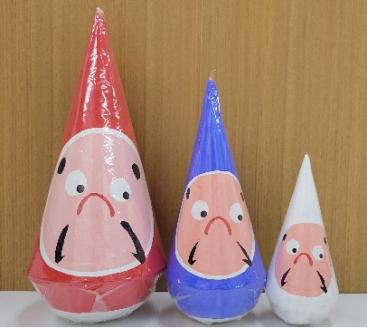 郷土伝統民芸品「三角だるま」赤青白3点セット (一号) 1J03015