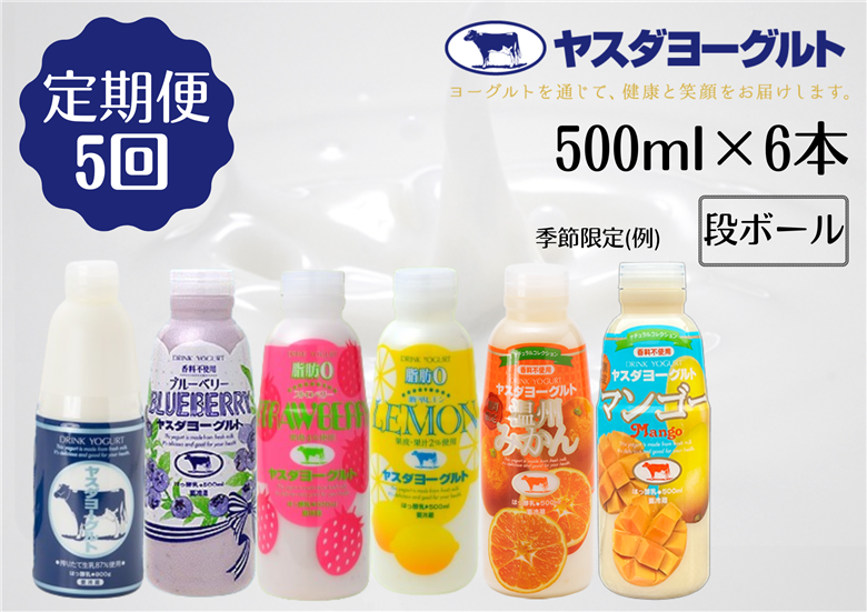 【5か月定期便】ヤスダヨーグルト 500ml×6本×5回 バラエティセット 1B30046