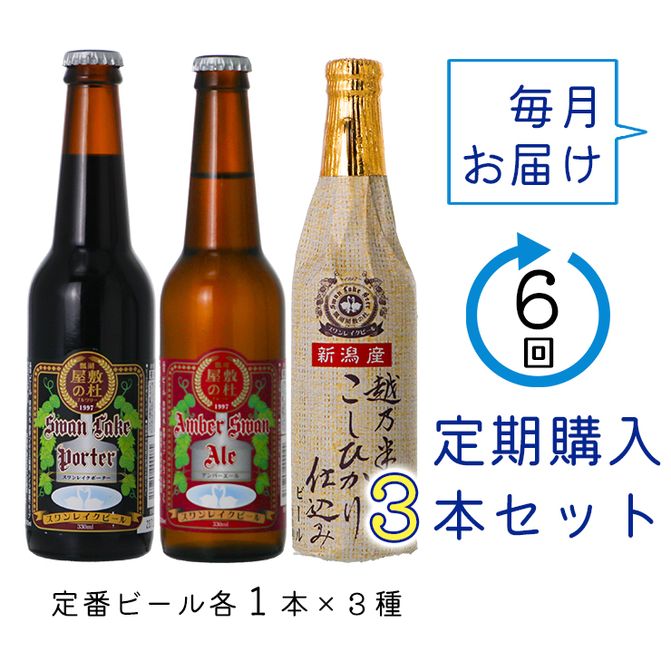 ビール スワンレイクビール 6回定期便 世界一金賞受賞入り 金賞3本セット 1S11041