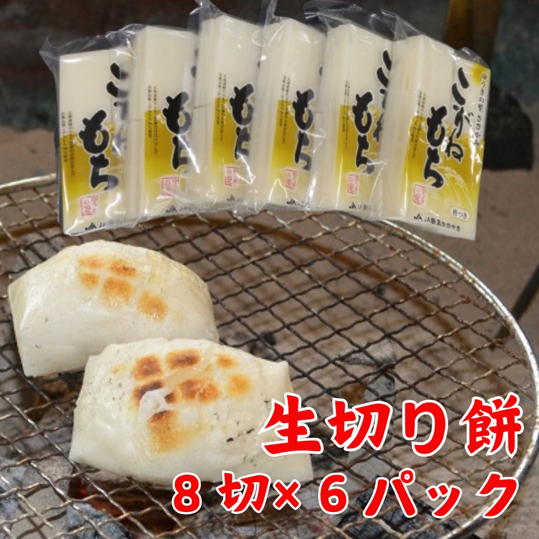 【秋冬限定】 杵つき 生切餅 8切×6パック ゆうきの里ささかみのこがねもち 2P05015