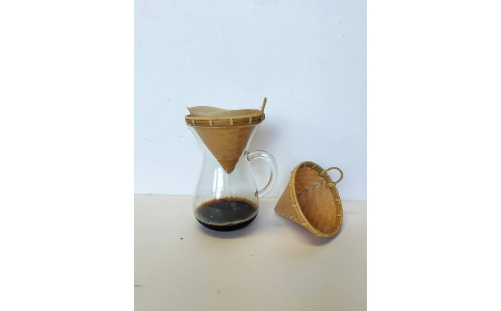【佐渡産真竹使用】あじろ編み　コーヒードリッパー【サイズ大】