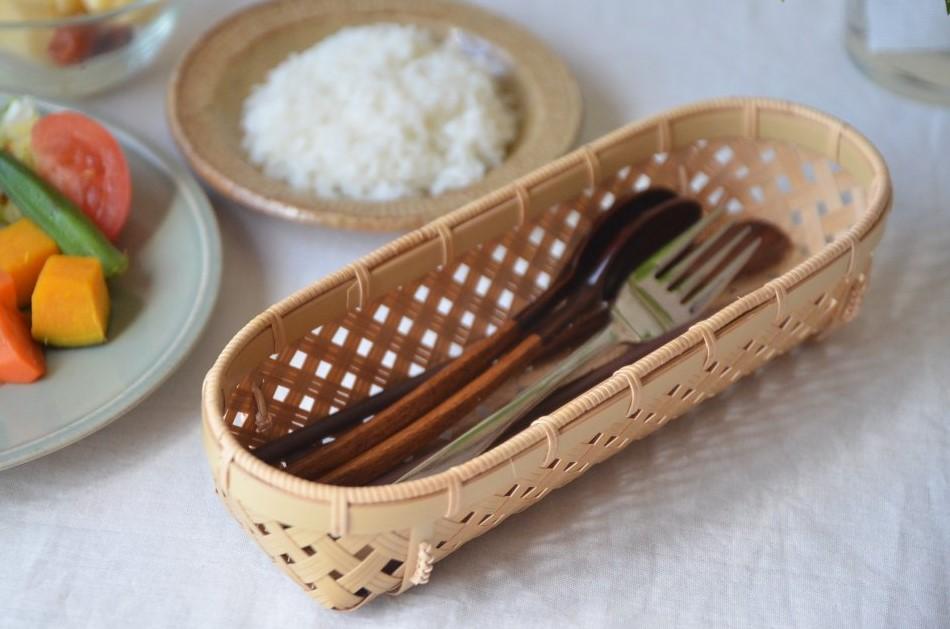 【佐渡竹工芸】カトラリーケース（四ツ目編み）