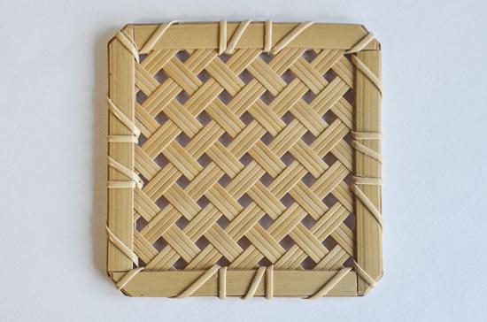 【佐渡竹工芸】コースター　２枚セット（四ツ目編み）