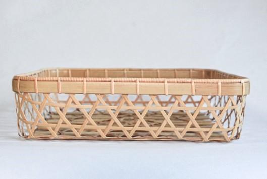 【佐渡竹工芸】正方形かご（六ツ目編み）