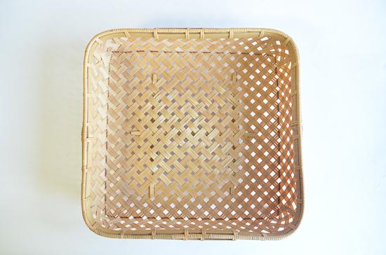 【佐渡竹工芸】正方形かご（四ツ目編み）