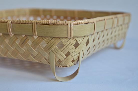 【佐渡竹工芸】正方形かご（四ツ目編み）