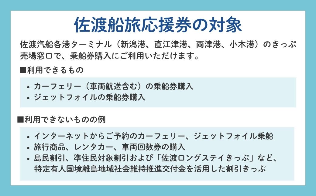 佐渡島船旅＆産品購入応援クーポン券 90,000円分 | 佐渡汽船 乗船券 船 カーフェリー ジェットフォイル 佐渡市