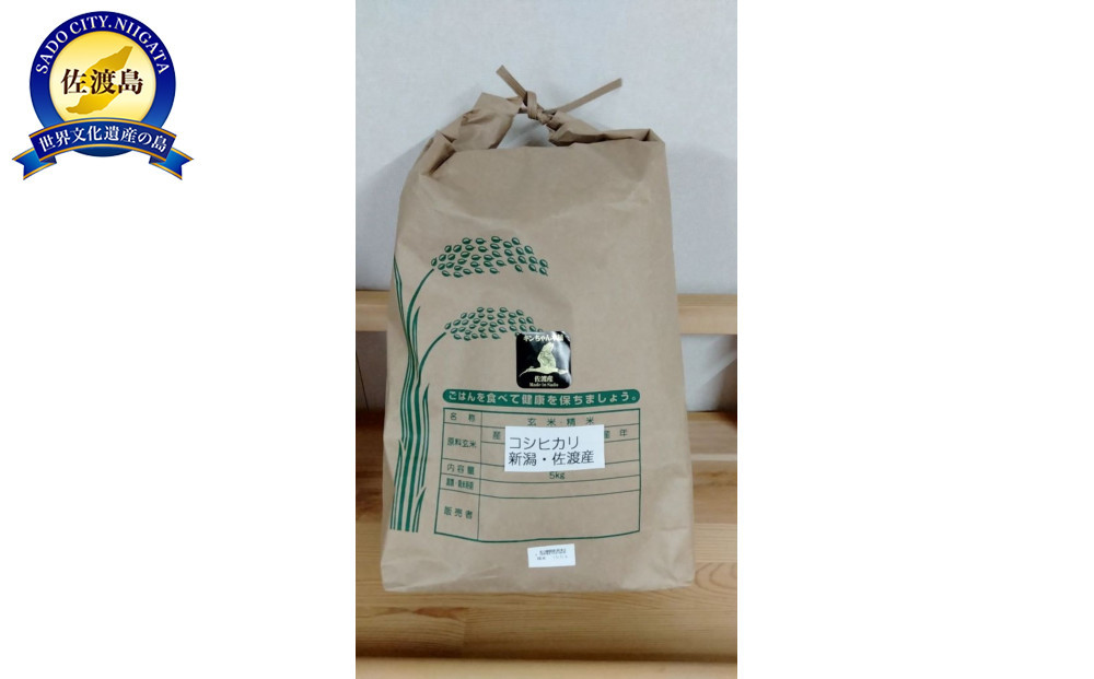 【精米】令和7年産　佐渡産コシヒカリ５kg　特別栽培低温製法米