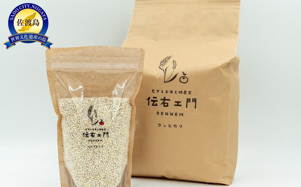 健康な笑顔 はねうまもち500gと伝右ェ門コシヒカリ5kg