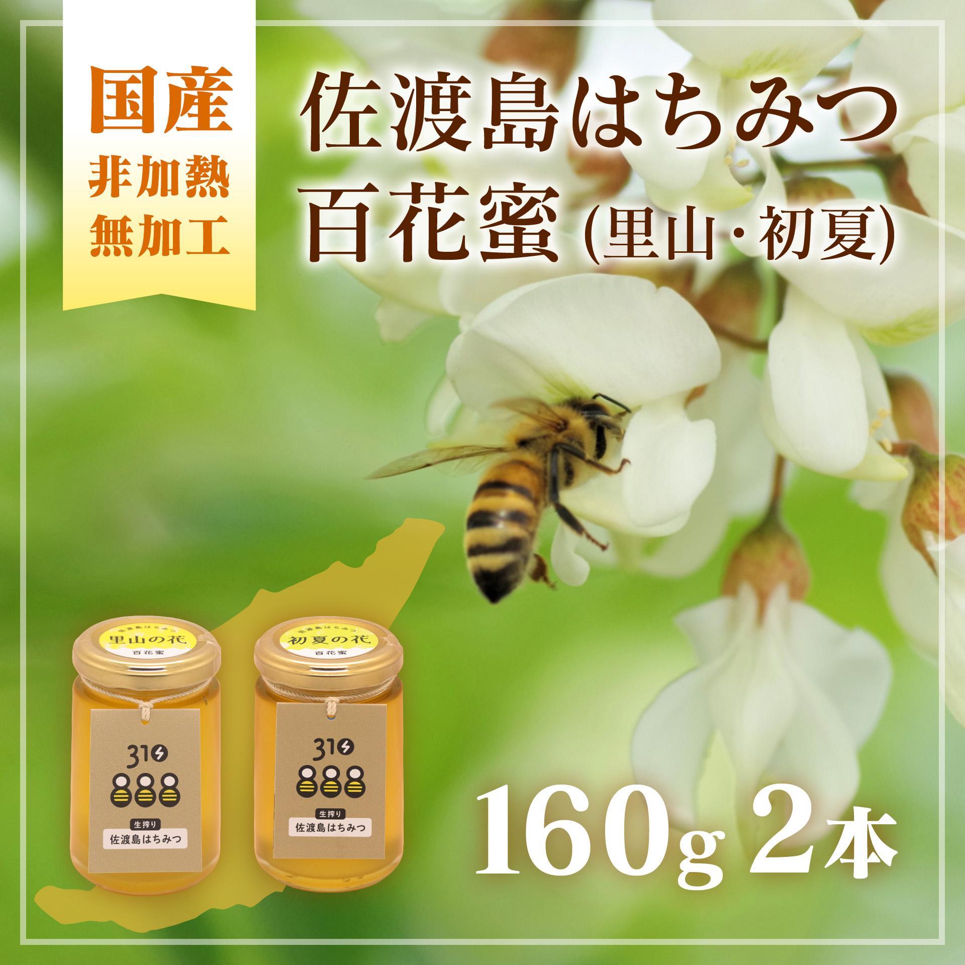 佐渡島はちみつ(非加熱・無加工)百花蜜2本セット (里山の花・初夏の花 / 各1本)　160ｇ×2本