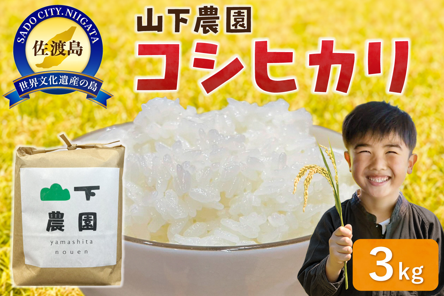 山下農園 令和7年産 佐渡産コシヒカリ3kg