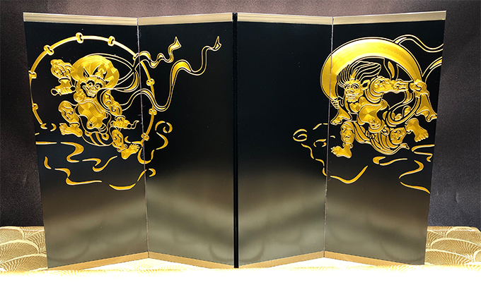 風神雷神図屏風（黒・金）