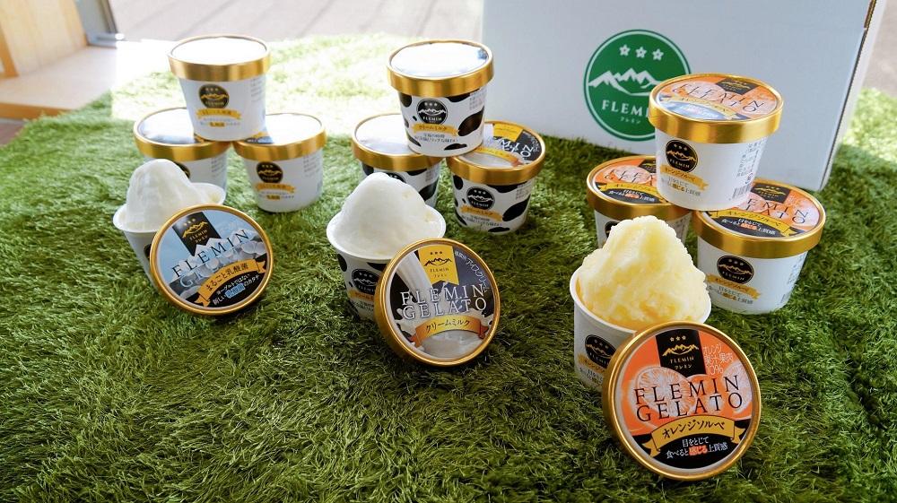 フレミンジェラート詰合せ｜ミルク6・オレンジ3・乳酸菌アイス3／計12個