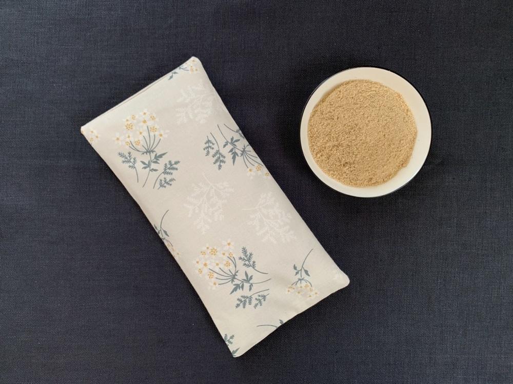 《2点セット 大判／目元用》魚沼産コシヒカリで作った米ぬか玄米カイロ 　ブーケフラワー