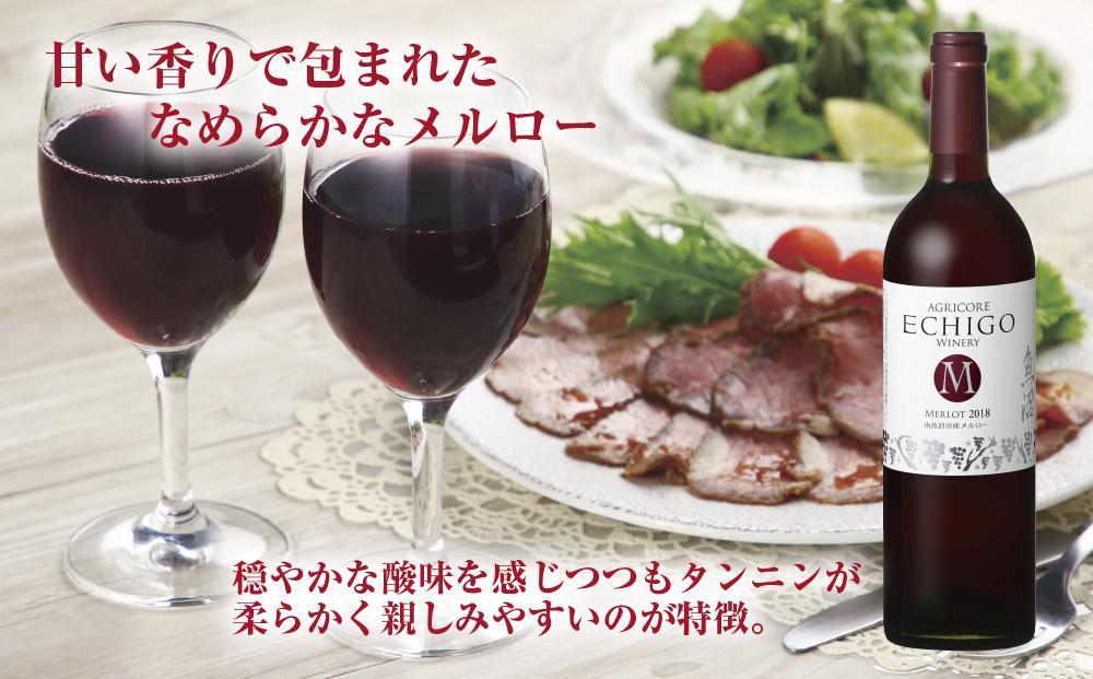 無地熨斗 越後ワイン メルロー 赤 750ml アグリコア  越後ワイナリー  南魚沼市産メルロー使用 辛口 ミディアムボディ アルコール度数 12% 国産ワイン 魚沼ワイン わいん 送料無料 新潟県 南魚沼市
