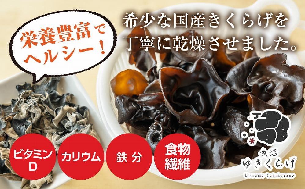 国産 乾燥 きくらげ 20g×4パック 計80g 小分け 栄養豊富 無農薬 無添加 オーガニック 自家栽培 雪国 魚沼ゆきくらげ