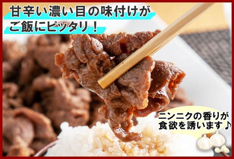 新潟県 南魚沼市 牛ニン肉スタミナ焼き 500g × 2パック 計1kg 野崎フーズ 冷凍 惣菜 簡単 調理 牛肉 にんにく おかず 味付き