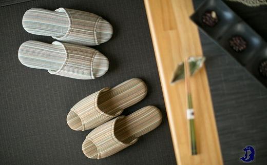 しじらストライプ　ドルフィンソフト前アキスリッパ　Lサイズ　ブラウン 1足