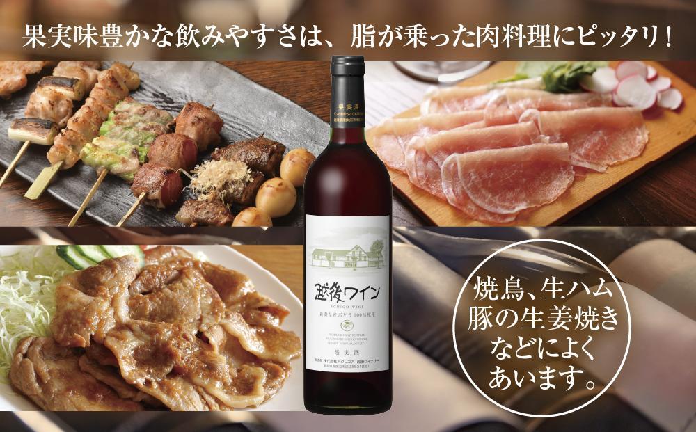 越後ワイン 赤 750ml アグリコア  越後ワイナリー  新潟県産 ぶどう100%使用  辛口 ミディアムボディ アルコール度数 12% 国産ワイン 魚沼ワイン わいん 送料無料 新潟県 南魚沼市