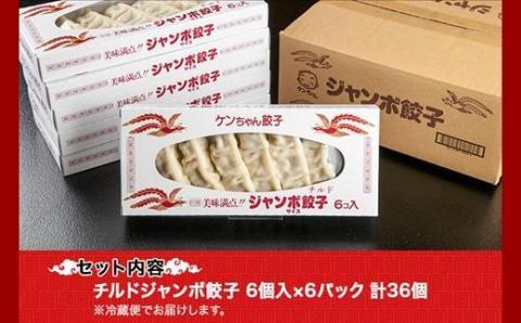 新潟県 南魚沼市 チルドジャンボ餃子 6個入り × 6パック 計36個 ケンちゃん餃子 冷蔵 中華 点心 惣菜 ビール お取り寄せ グルメ