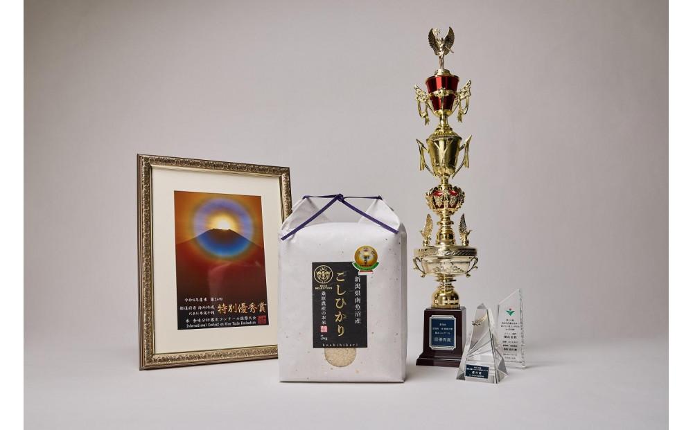 【頒布会】R7年産　最優秀賞受賞【8割減農薬】最高峰南魚沼産こしひかり20kg（5kg×4）×6ヶ月　桑原農産のお米(精米)