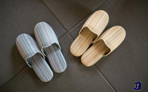 しじらストライプ　ドルフィンソフトスリッパ　Lサイズ　ブルー 1足