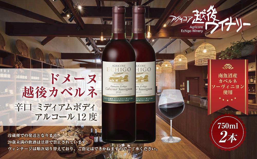 ドメーヌ・越後カベルネ  赤 750ml 2本セット アグリコア  越後ワイナリー  南魚沼市産カベルネソーヴィニヨン 辛口 ミディアムボディ 度数12% 国産 魚沼ワイン 送料無料 新潟県 南魚沼市