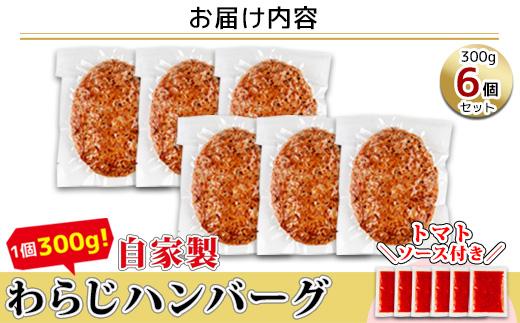 わらじハンバーグ 300g×6 こだわり 手作り 自家製 ハンバーグ トマト ソース 大きい 温めるだけ なぐも 冷凍 惣菜 簡単 調理 肉 おかず 新潟県 南魚沼市