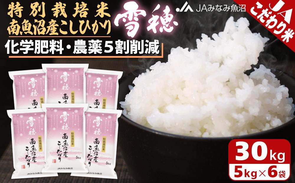 【令和7年産】特別栽培米南魚沼産こしひかり「雪穂」30kg 精米 農薬5割削減 精米HACCP認定工場 特A獲得日本一産地 高品質精米 もっちり甘い 南魚沼産コシヒカリ