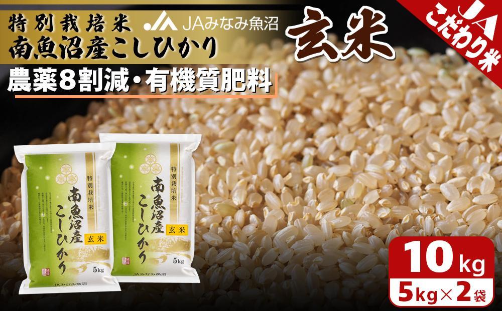 【令和7年産】特別栽培米南魚沼産こしひかり8割減 玄米 10kg 農薬8割削減 有機肥料 調整玄米 精選玄米 特A獲得日本一産地 もっちり甘い 南魚沼産コシヒカリ