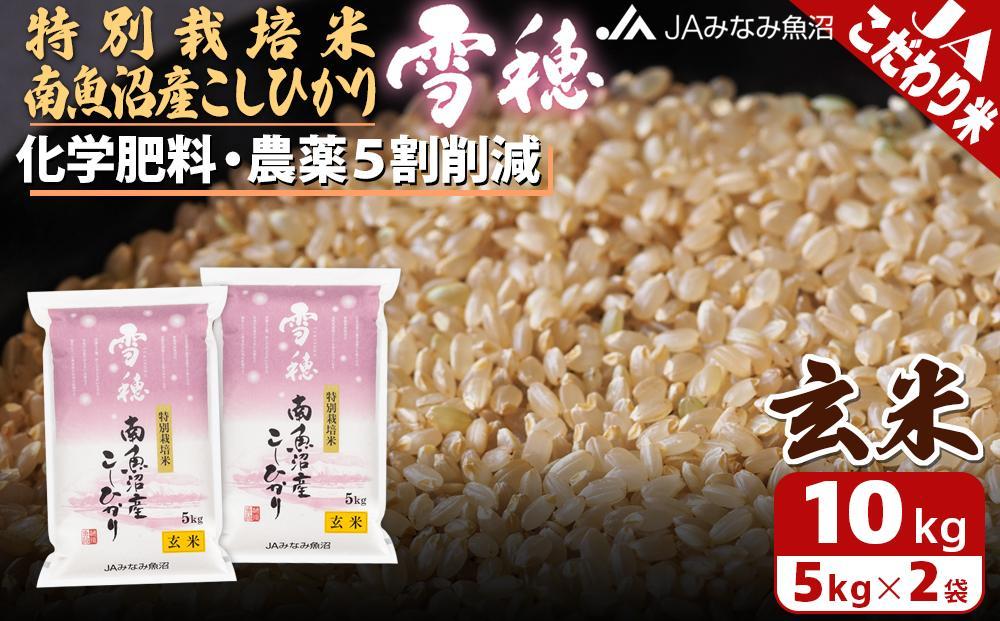 【令和7年産】特別栽培米南魚沼産こしひかり「雪穂」玄米10kg 農薬5割削減 特A獲得日本一産地 精選玄米 もっちり甘い 南魚沼産コシヒカリ