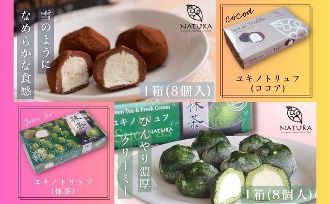 チョコレート ショコラトリュフ ココア 抹茶 スイーツ 生洋菓子  新潟県 南魚沼市 ナトゥーラ 濃厚ひんやり ユキノトリュフ 各1箱（合計2箱）