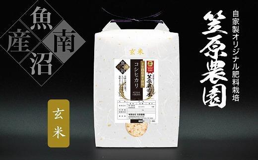 【令和７年産】南魚沼産 笠原農園米 十年間農薬不使用コシヒカリ玄米 2kg