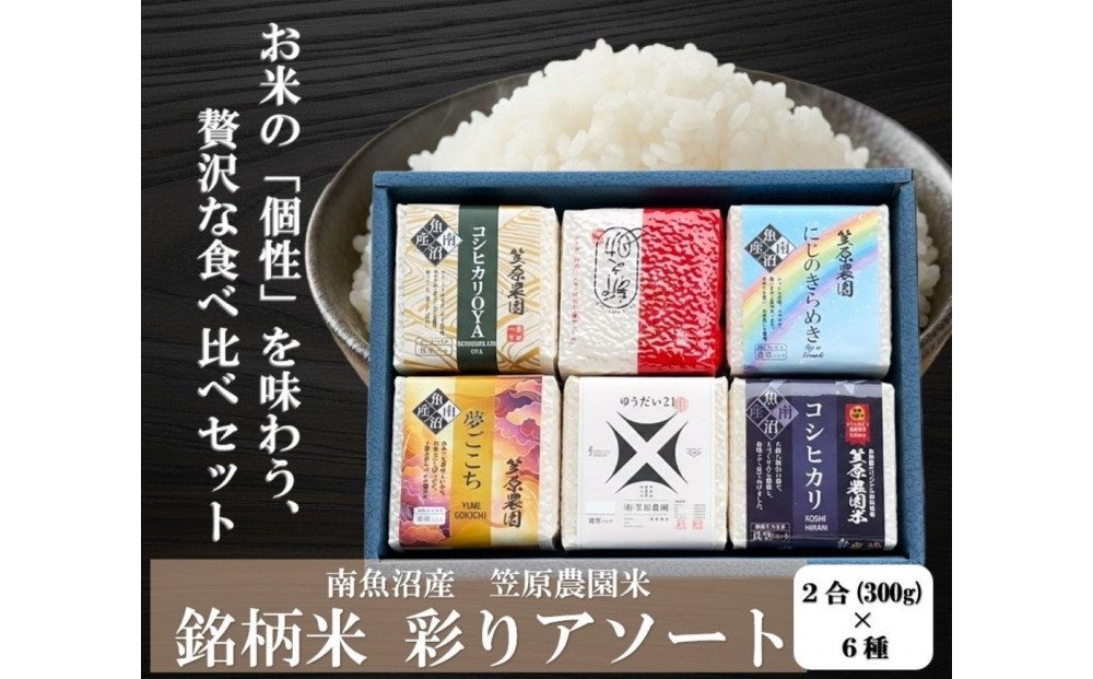 【令和７年産】南魚沼産 笠原農園米 銘柄米 彩りアソート（各２合×６種類）