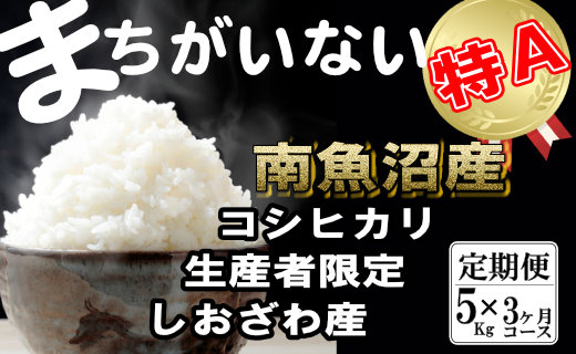 【令和7年産】【定期便】生産者限定 契約栽培  南魚沼しおざわ産コシヒカリ（5Kg×3ヶ月）【2025年10月上旬より順次発送予定】