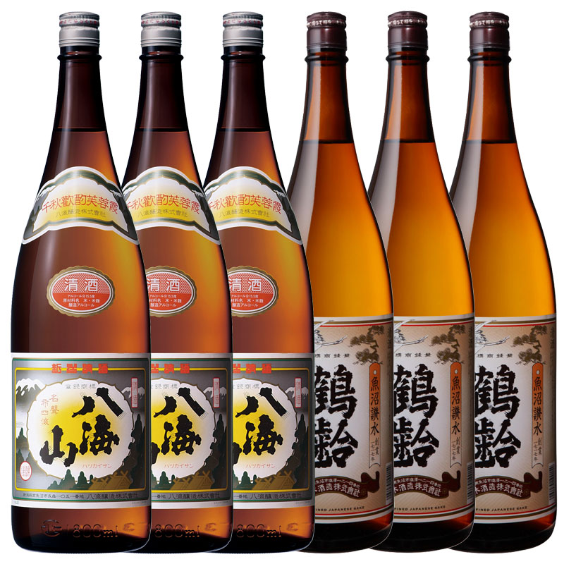 日本酒 八海山・鶴齢 1800ml×6本セット