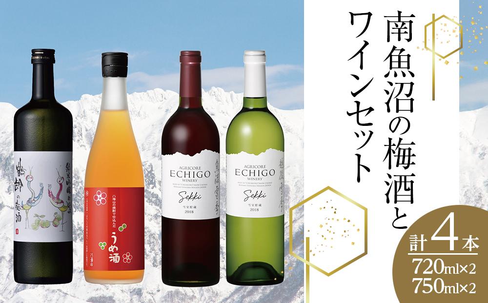南魚沼の梅酒とワインセット(720ml×2本・750ml×2本)