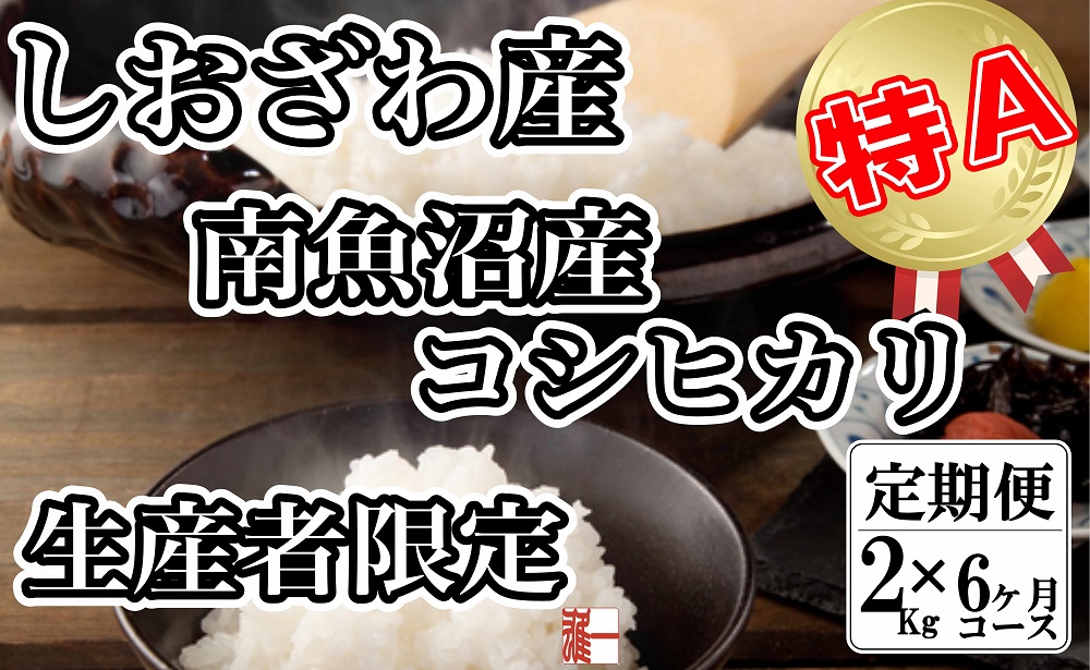 【令和7年産】【定期便：２Kg×6ヶ月】生産者限定 契約栽培 南魚沼しおざわ産コシヒカリ【2025年10月上旬より順次発送予定】