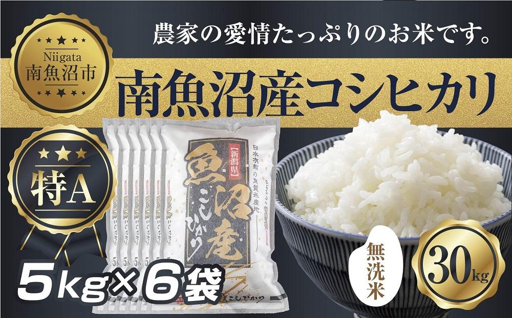 【令和7年産】 ｜無洗米｜新潟県 南 魚沼産 コシヒカリ お米 5kg ×6袋 計30kg（お米の美味しい炊き方ガイド付き）【2025年10月中旬より順次発送予定】