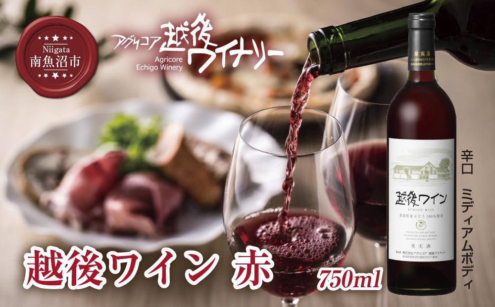 越後ワイン 赤 750ml アグリコア  越後ワイナリー  新潟県産 ぶどう100%使用  辛口 ミディアムボディ アルコール度数 12% 国産ワイン 魚沼ワイン わいん 送料無料 新潟県 南魚沼市