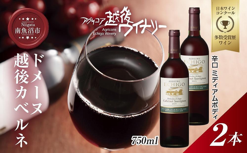 ドメーヌ・越後カベルネ  赤 750ml 2本セット アグリコア  越後ワイナリー  南魚沼市産カベルネソーヴィニヨン 辛口 ミディアムボディ 度数12% 国産 魚沼ワイン 送料無料 新潟県 南魚沼市