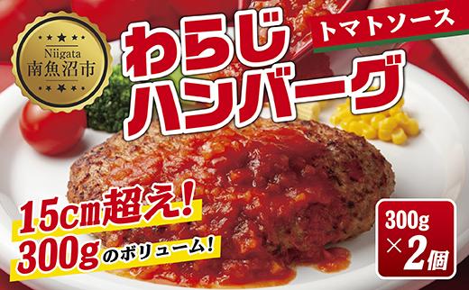 わらじハンバーグ 300g×2 こだわり 手作り 自家製 ハンバーグ トマト ソース 大きい 温めるだけ なぐも 冷凍 惣菜 簡単 調理 肉 おかず 新潟県 南魚沼市