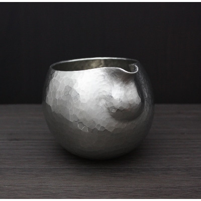 純錫 片口丸型(1合)約250ml 手作り 日本酒　酒器　冷酒 金属製 贈答品  新潟県 弥彦村