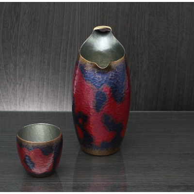 百年物語 銅製 茜色-錦-ちろり 手作り 日本酒　冷酒　酒器　伝統 贈答品 新潟県 弥彦村