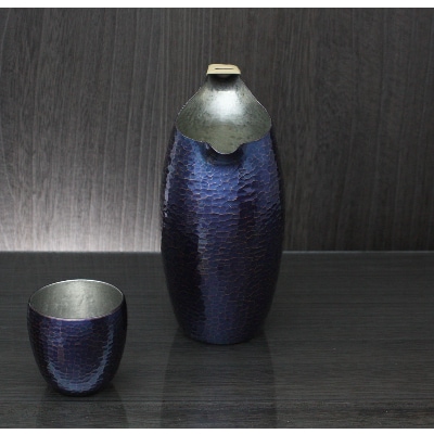 百年物語 銅製 青藍色 ちろり 手作り 日本酒　冷酒　酒器　伝統 贈答品  新潟県 弥彦村