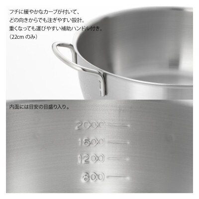 栗原はるみ IH対応 アルミクラッド雪平鍋 22cm メモリ付き 注ぎやすい 丈夫 新潟県 弥彦村